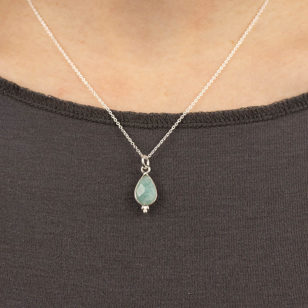 RIO Drops Amazonit Charm Silber