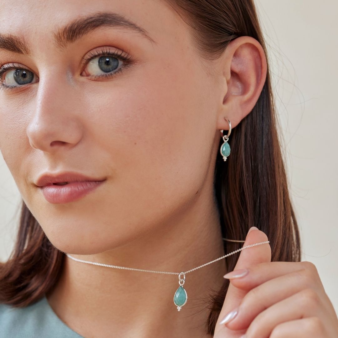 RIO Drops Amazonit Charm Silber