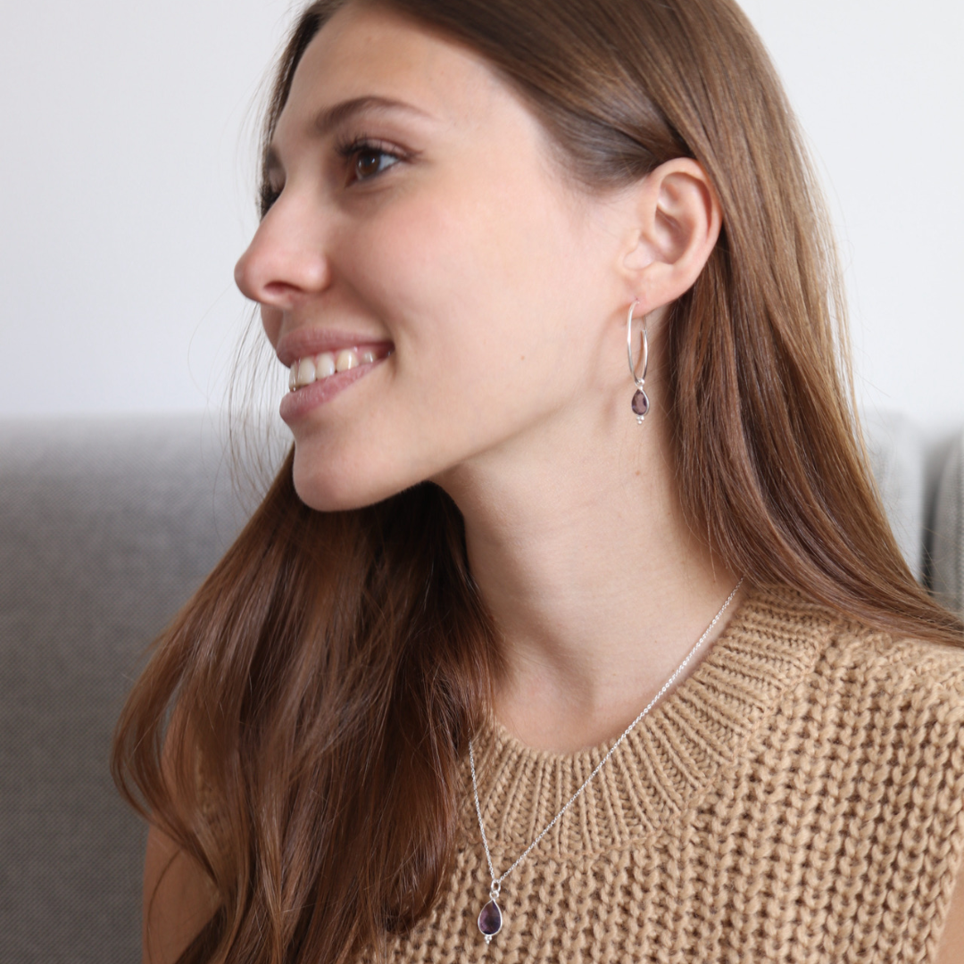 RIO Drops Amethyst Big Hoops Silber - Spirit of Liebs