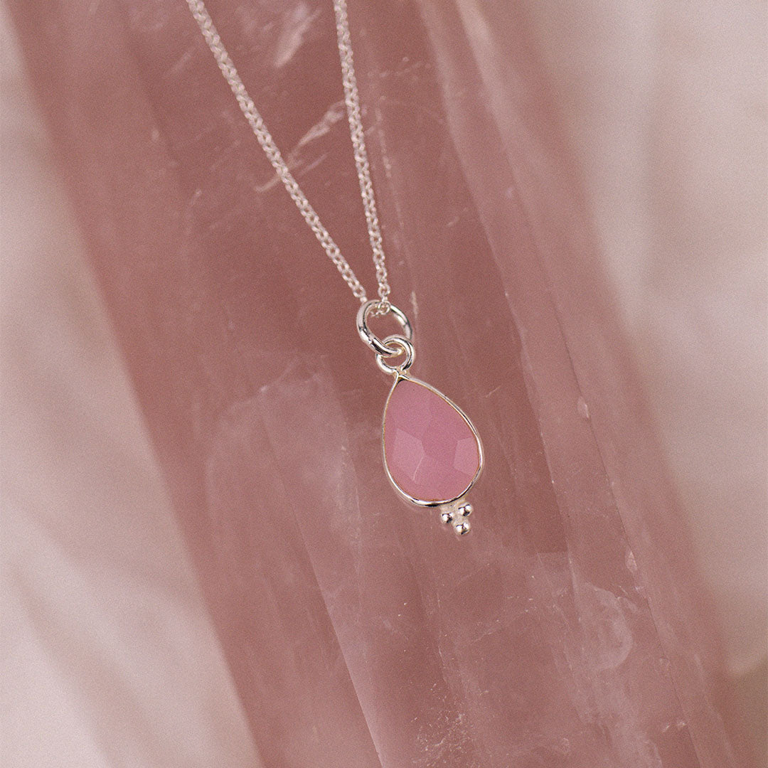 RIO Drops Rosenquarz Charm Silber