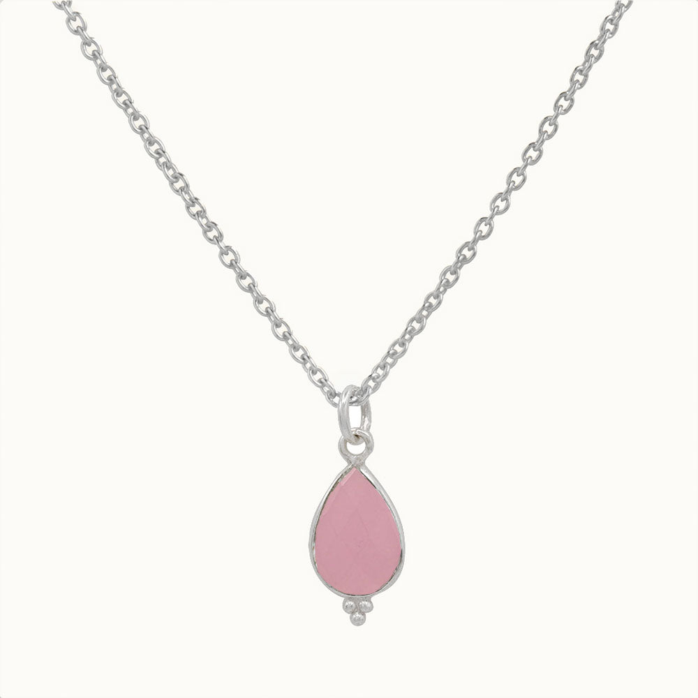 RIO Drops Rosenquarz Charm Silber