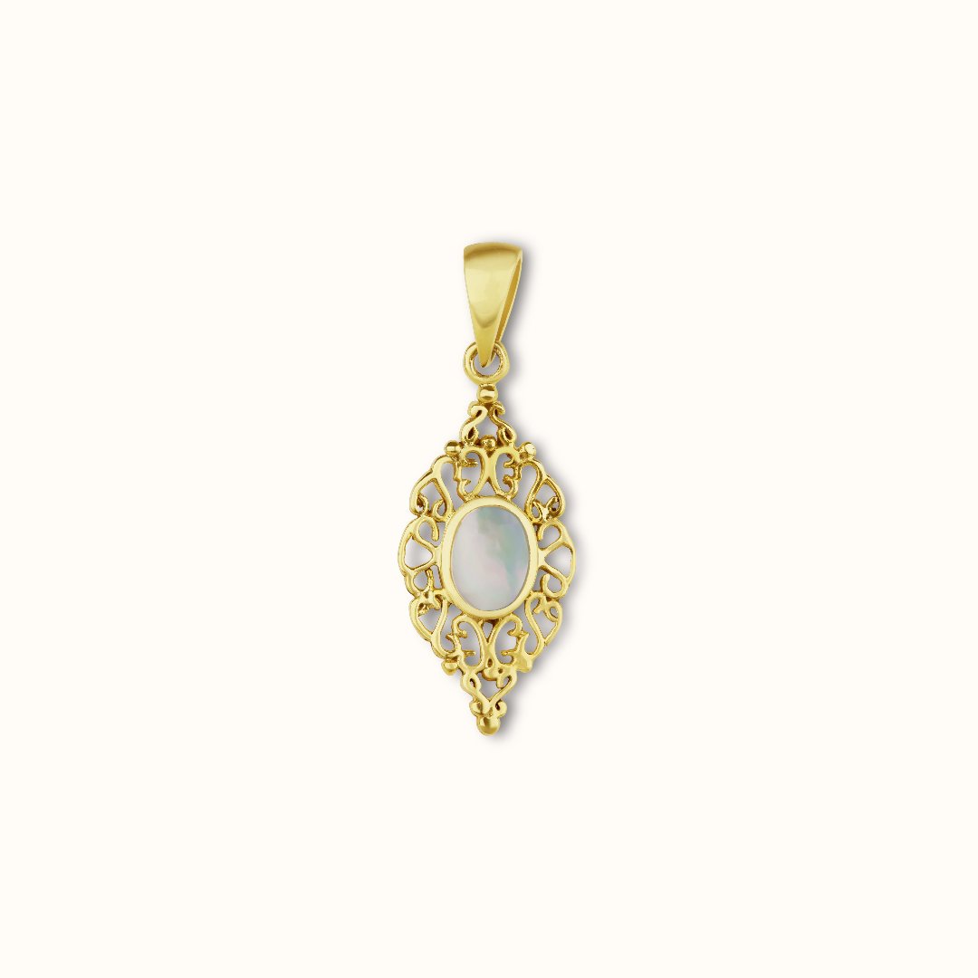 Sahara Weißes Perlmutt Charm Golden