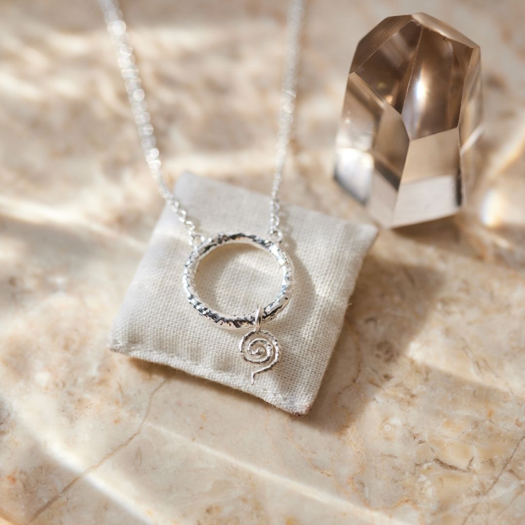 "Echoes of the Universe" Spiral Charm Silber