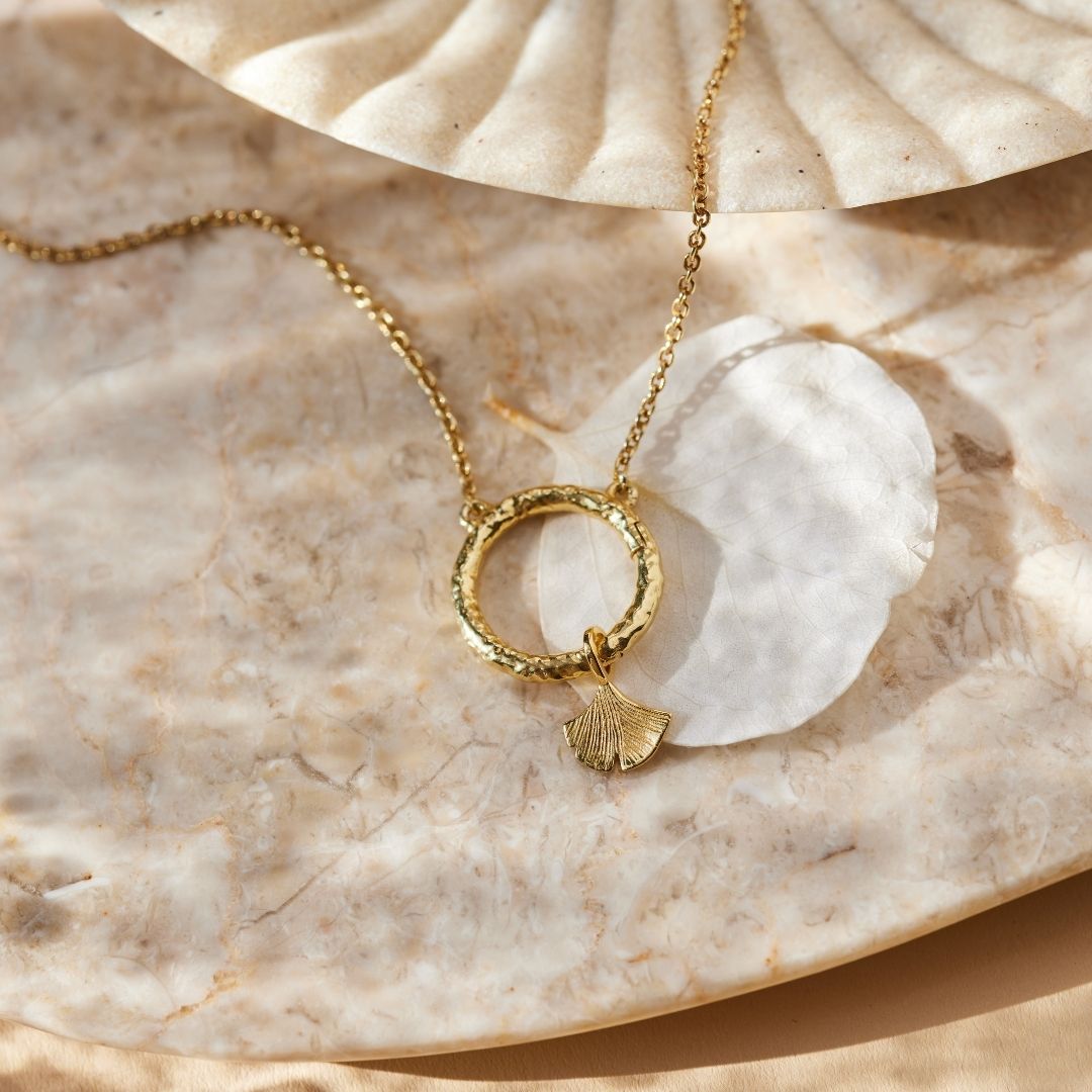 "Graceful. Grounded. Powerful" Ginkgo Charm Golden
