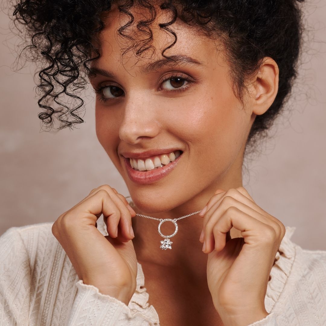 "I can and I will" Lotus Charm Silber