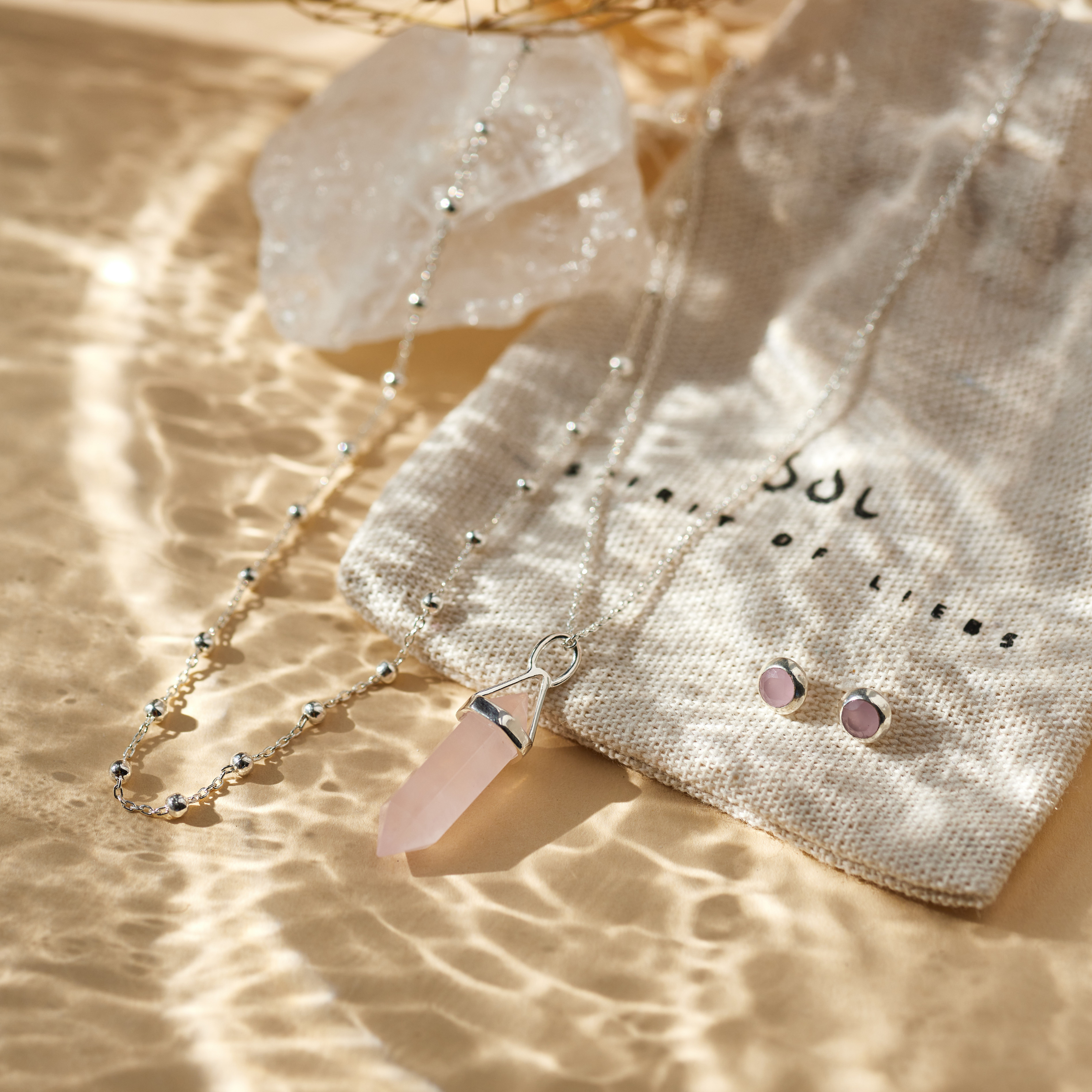 Soul Rosenquarz Silber Set