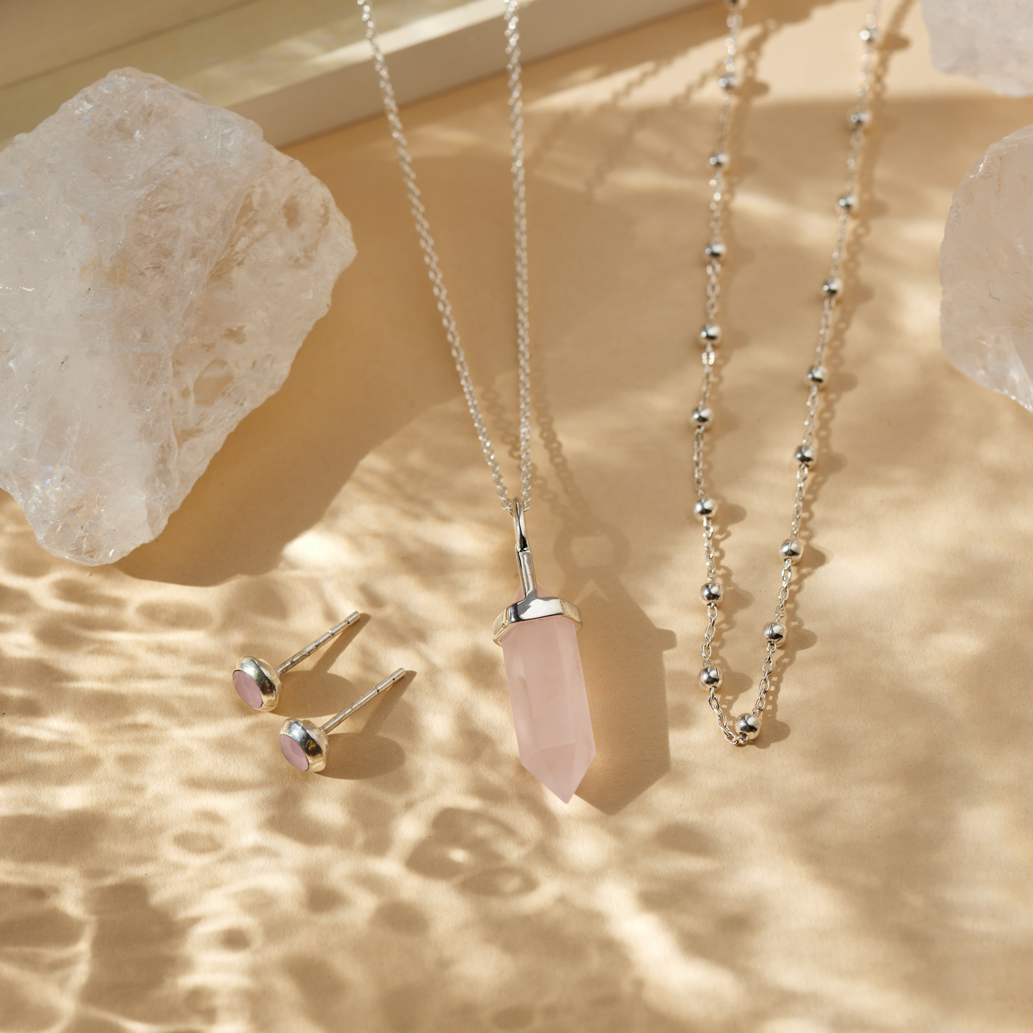 Soul Rosenquarz Silber Set