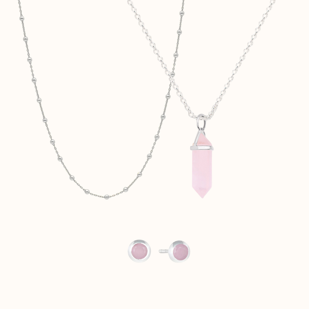 Soul Rosenquarz Silber Set