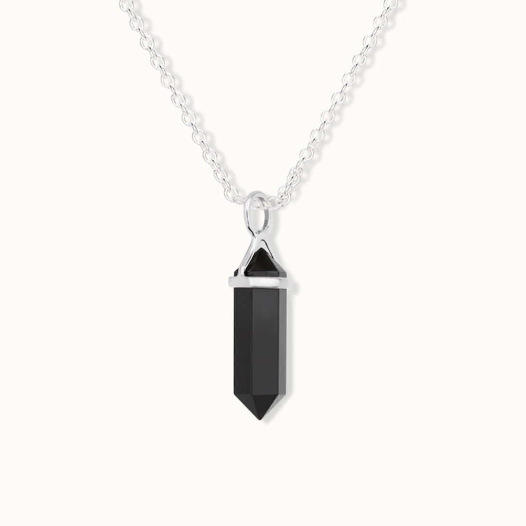 Soul Kristallspitze Onyx Charm Silber