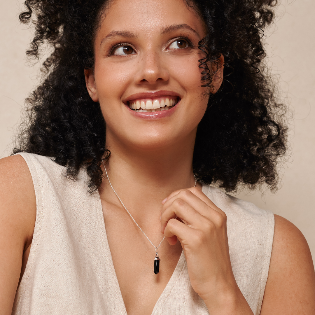 Soul Kristallspitze Onyx Charm Silber