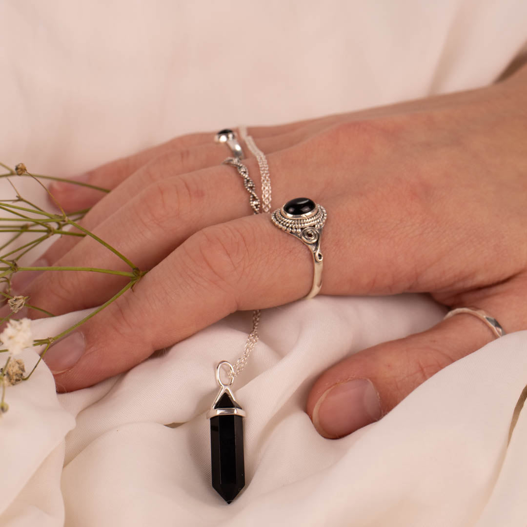 Soul Kristallspitze Onyx Charm Silber - Spirit of Liebs