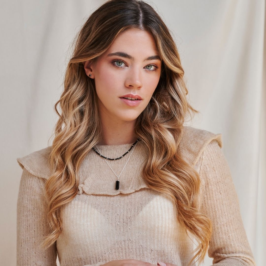 Soul Kristallspitze Onyx Charm Silber