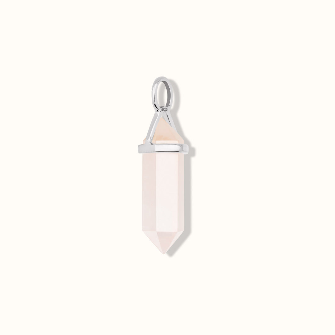 Soul Kristallspitze Rosenquarz Charm Silber