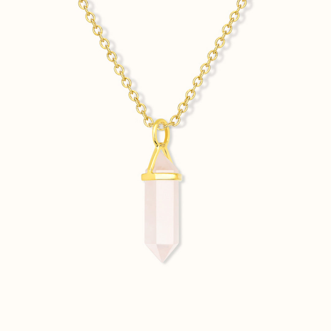 Soul Kristallspitze Rosenquarz Charm Golden