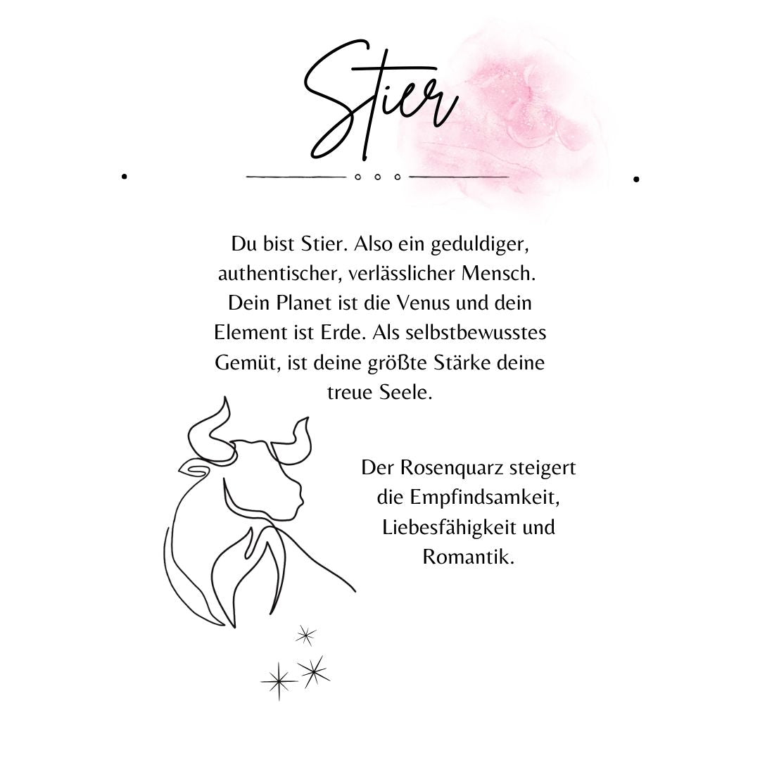 Stier Rosenquarz Ohrstecker Silber