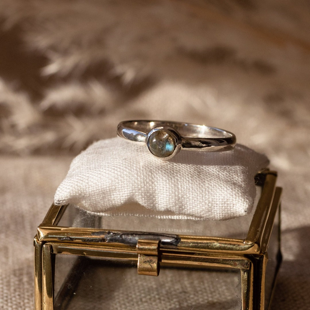 Una Labradorit Ring Silber Set