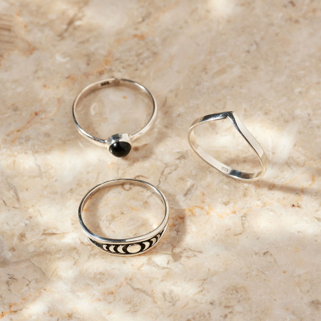 Una Onyx Ring Silber