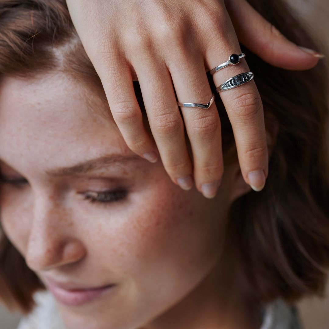 Una Onyx Ring Silber
