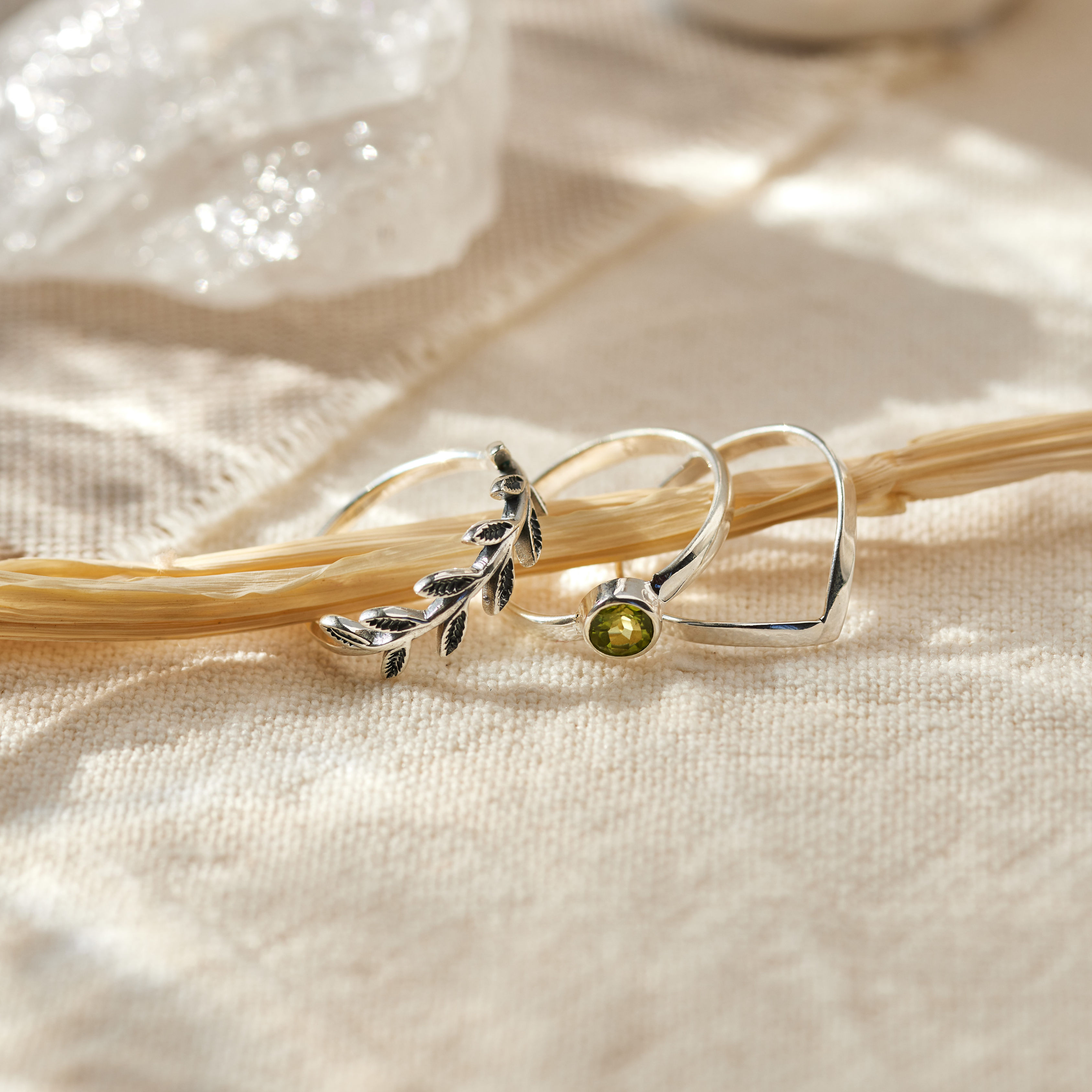 Una Peridot Ring Silber Set
