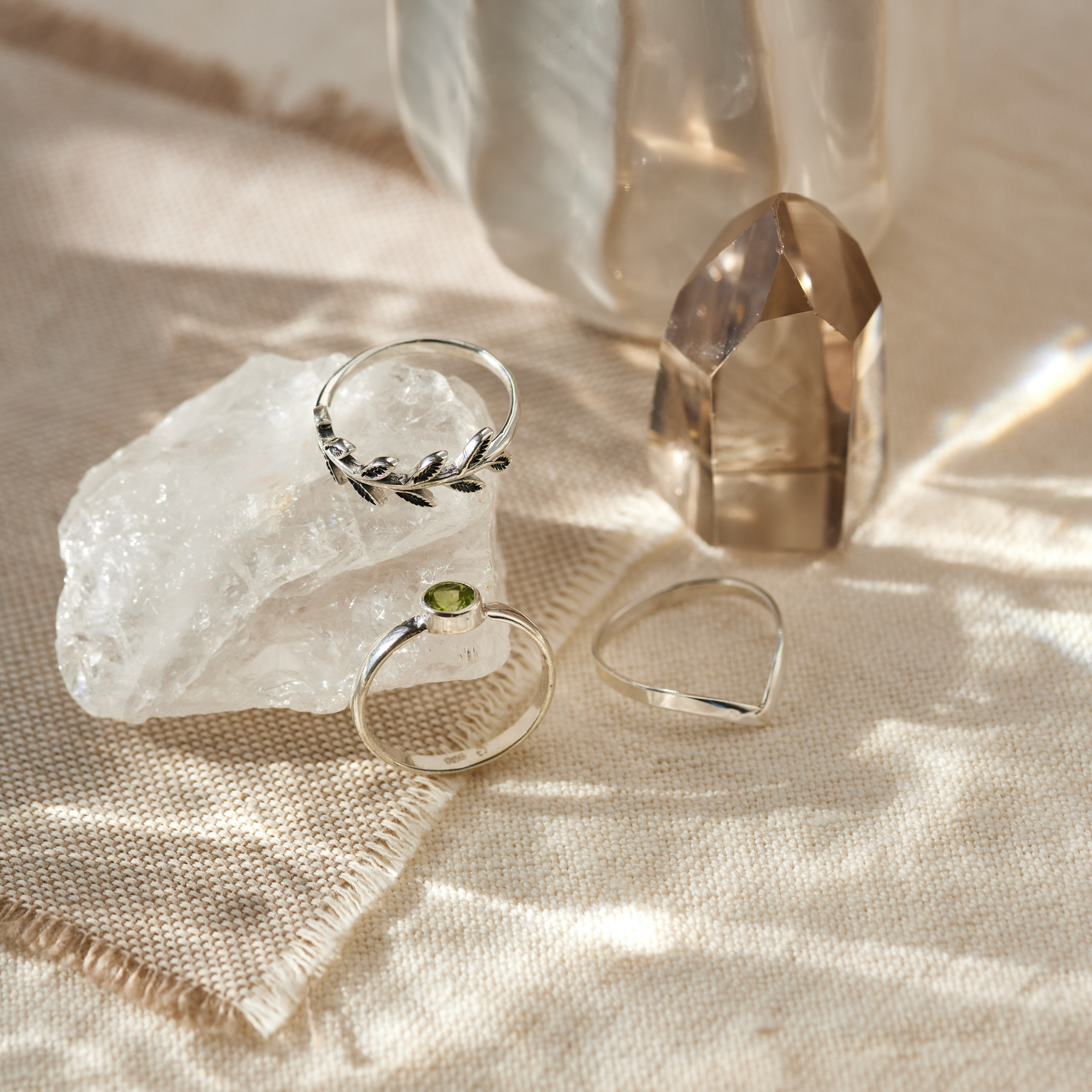 Una Peridot Ring Silber Set