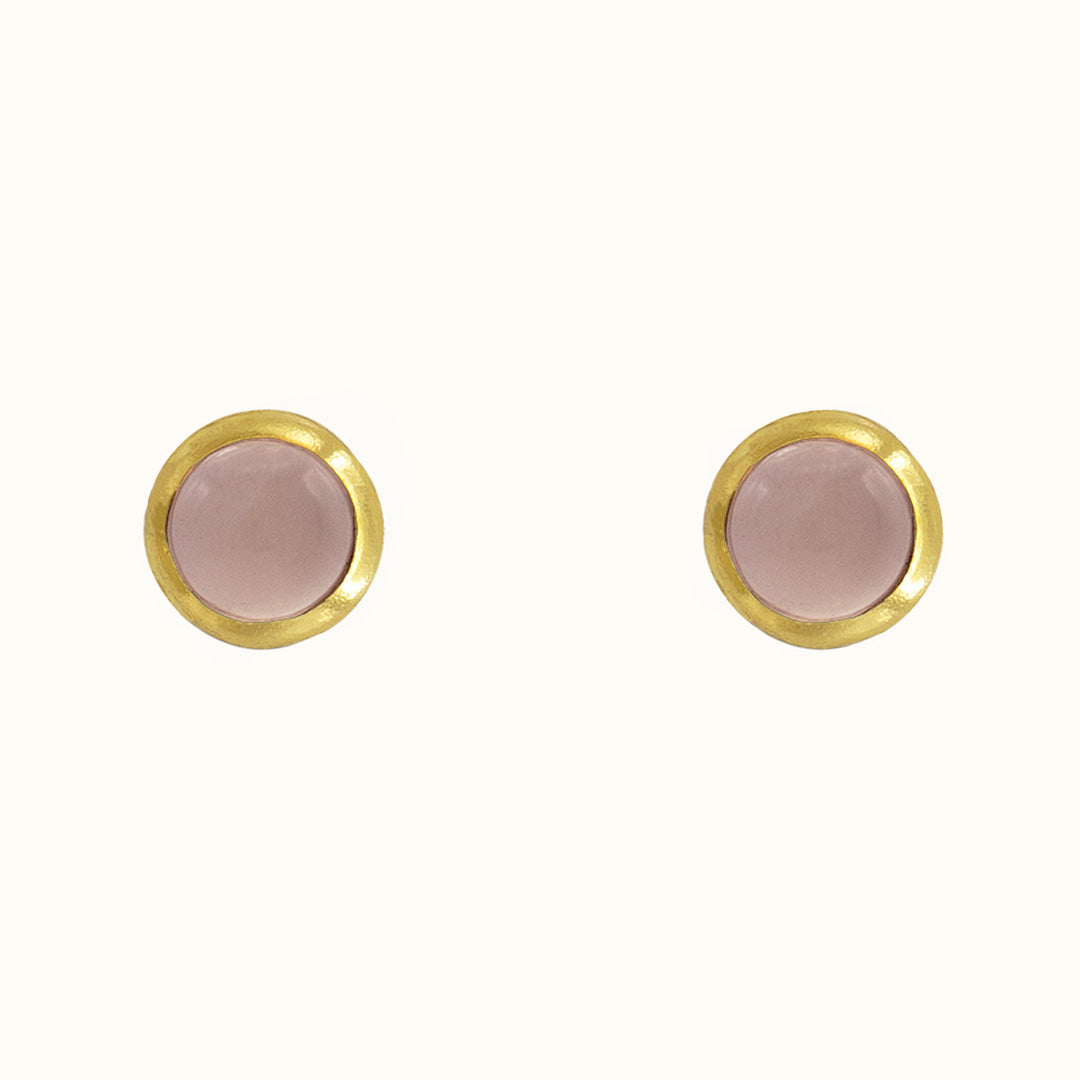 Una Rosenquarz Ohrstecker Golden
