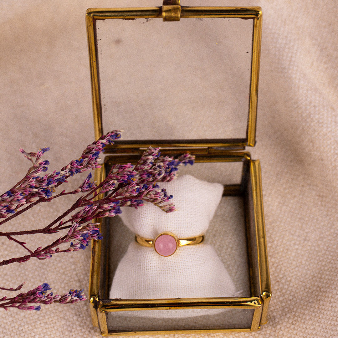 Una Rosenquarz Ring Golden - Spirit of Liebs