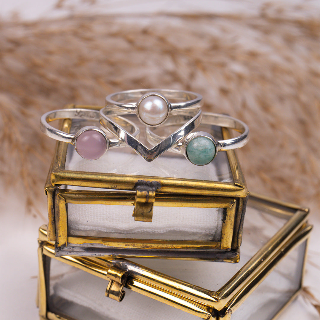 Una Rosenquarz Ring Silber - Spirit of Liebs