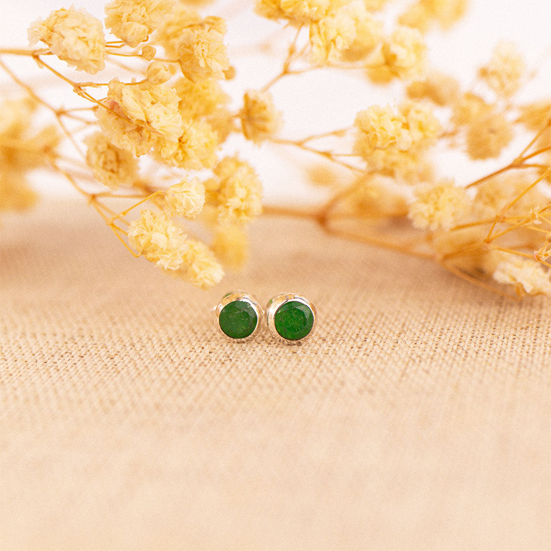 Waage Jade Ohrstecker Silber