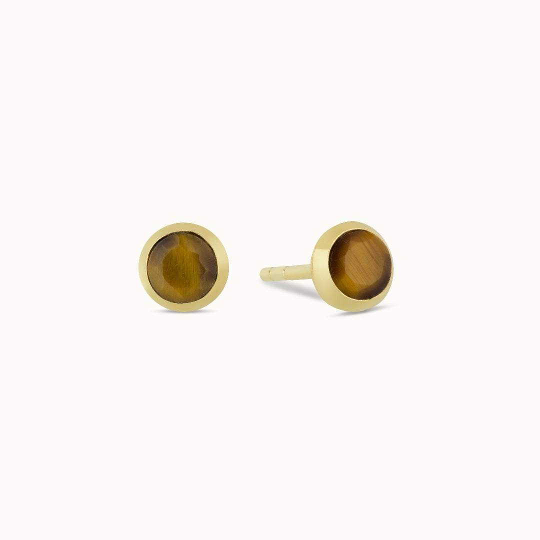 Zwillinge Tigerauge Ohrstecker Golden