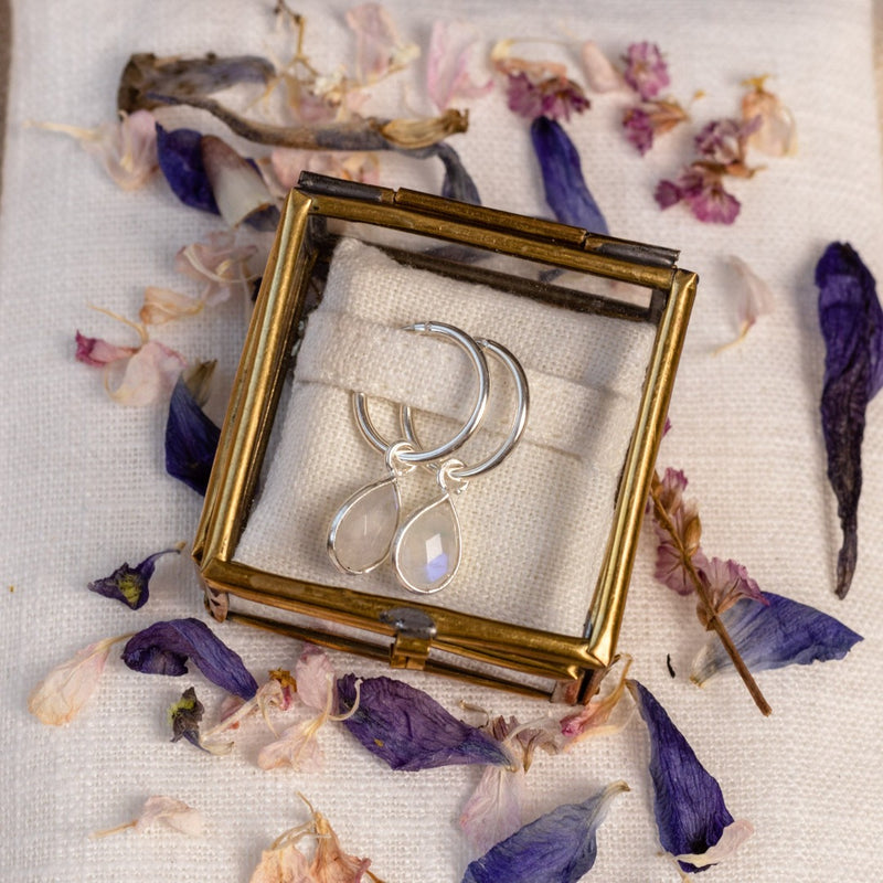 SOL Drops Mondstein Small Hoops Silber