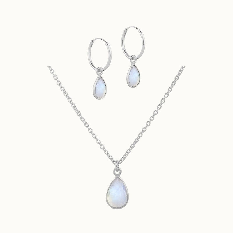SOL Drops Mondstein Silber Set