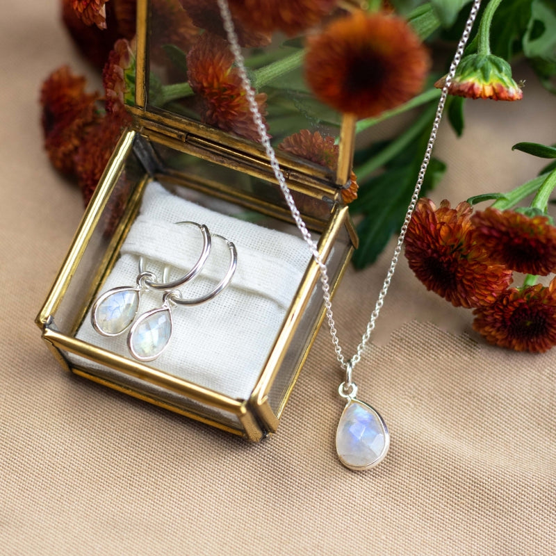 SOL Drops Mondstein Silber Set