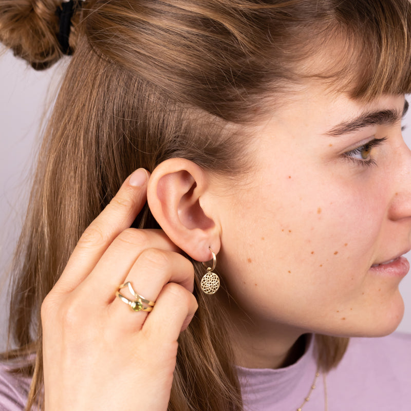 Lotusblüte small Hoops Golden