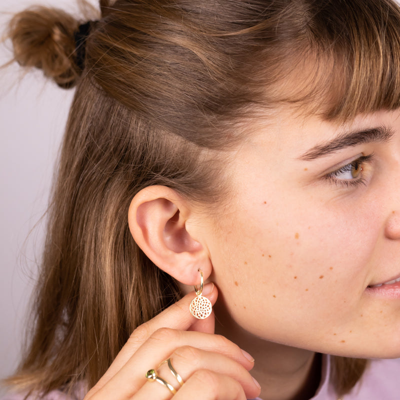 Lotusblüte small Hoops Golden