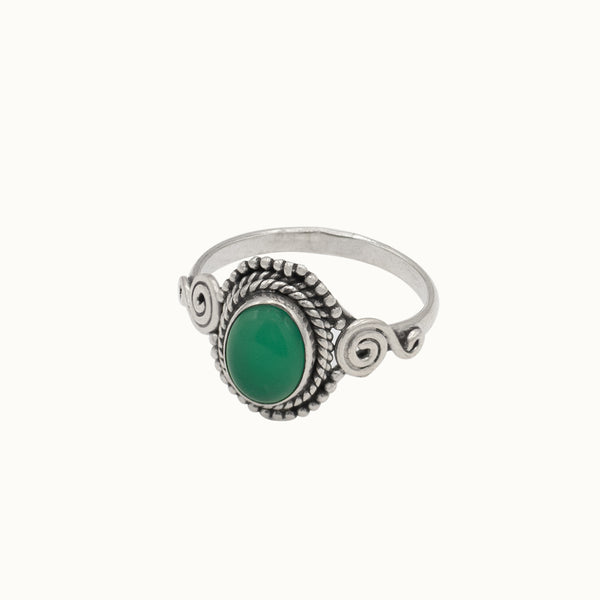 Nirmala grüner Achat Ring Silber
