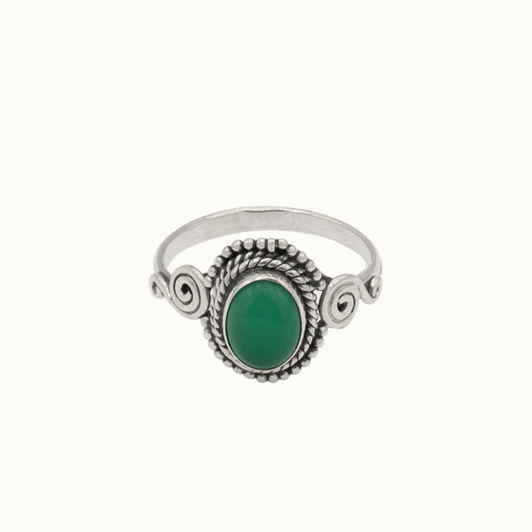 Nirmala grüner Achat Ring Silber