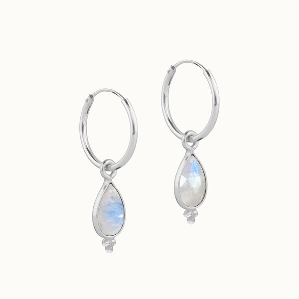 RIO Drops Mondstein Small Hoops Silber