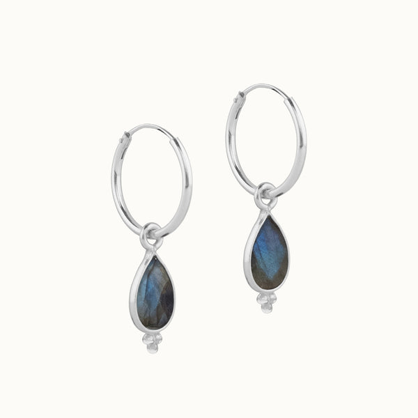 RIO Drops Labradorit Small Hoops Silber