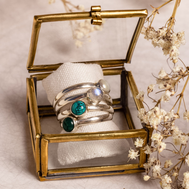Una Opalglas Ring Silber