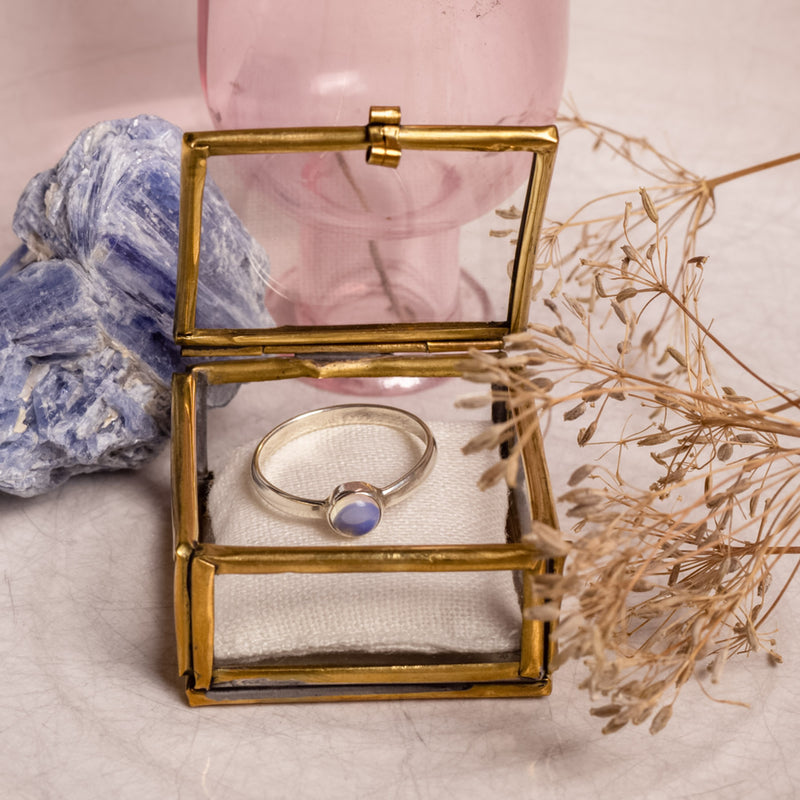 Una Opalglas Ring Silber