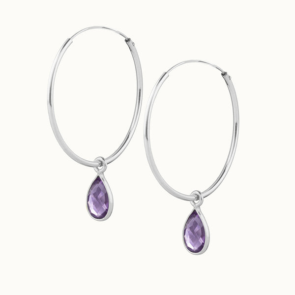 SOL Drops Amethyst Big Hoops Silber
