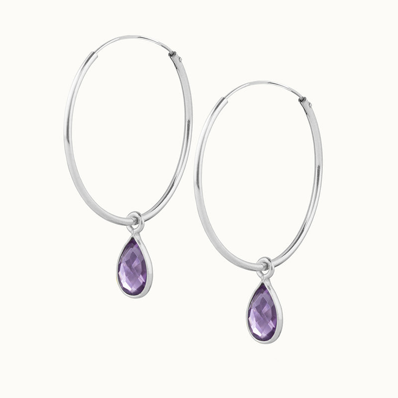 SOL Drops Amethyst Big Hoops Silber