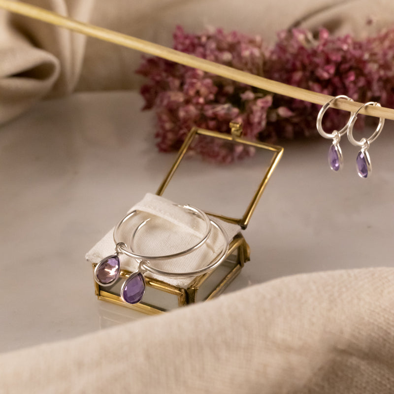 SOL Drops Amethyst Big Hoops Silber