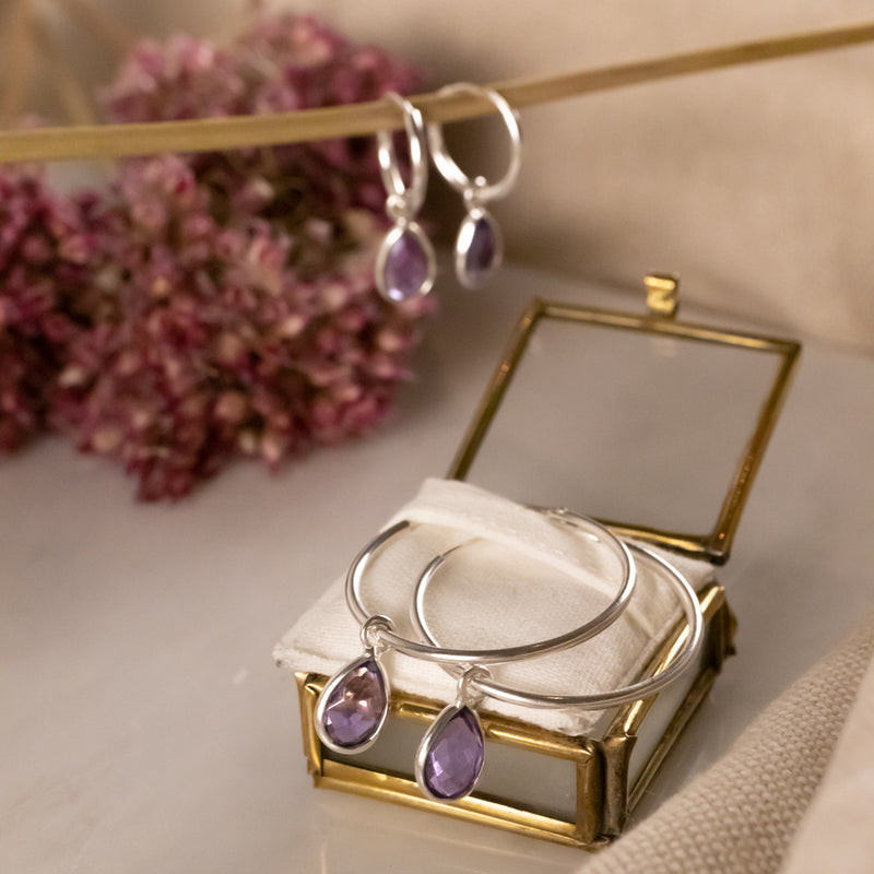 SOL Drops Amethyst Big Hoops Silber