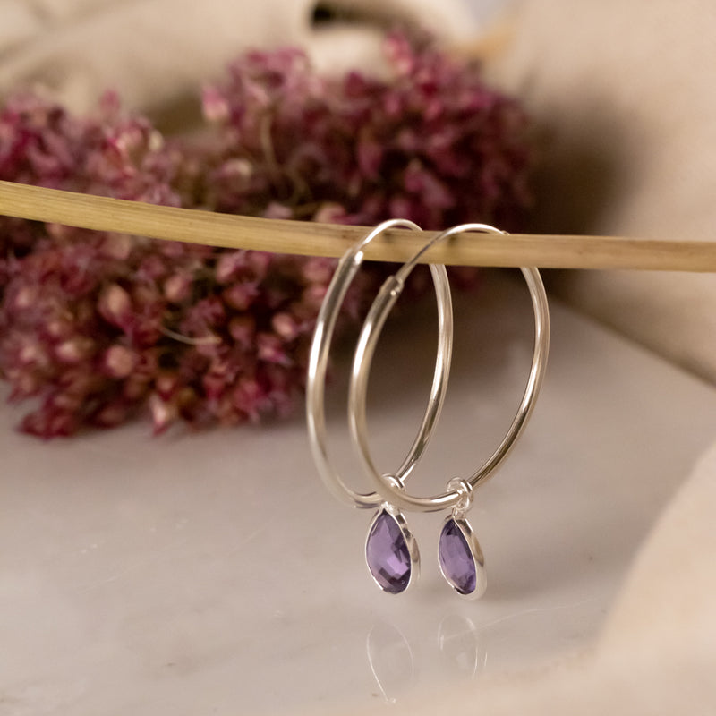 SOL Drops Amethyst Big Hoops Silber