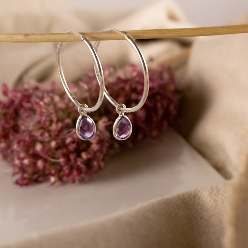 SOL Drops Amethyst Big Hoops Silber