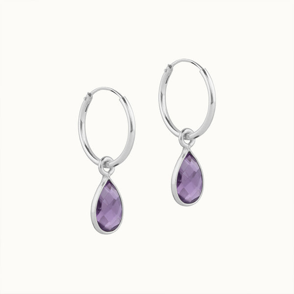 SOL Drops Amethyst Small Hoops Silber
