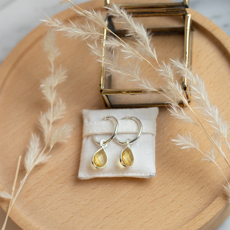 SOL Drops Citrin Small Hoops Silber