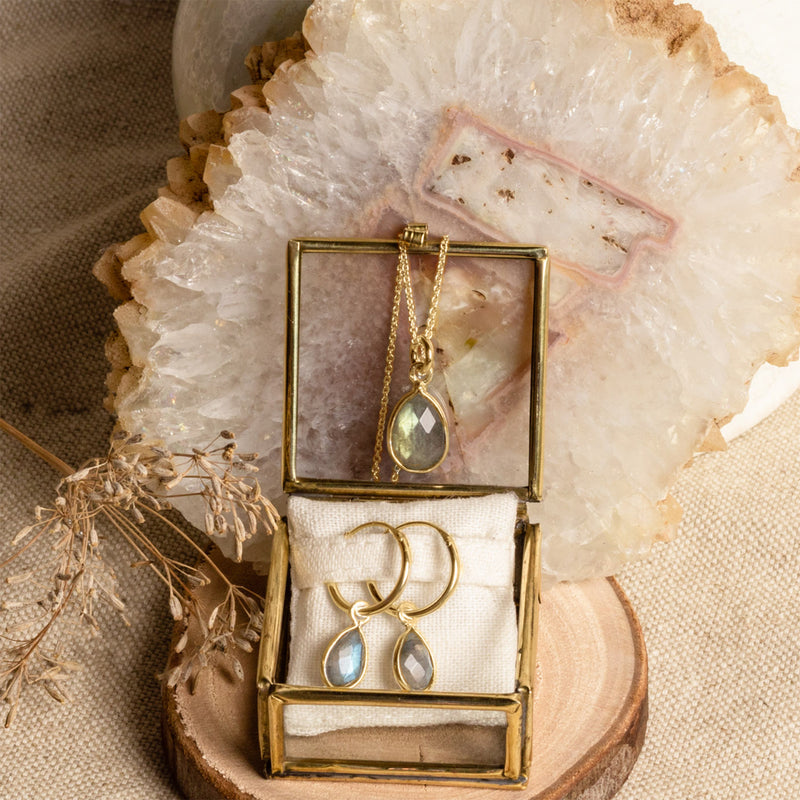 SOL Drops Labradorit Small Hoops Golden