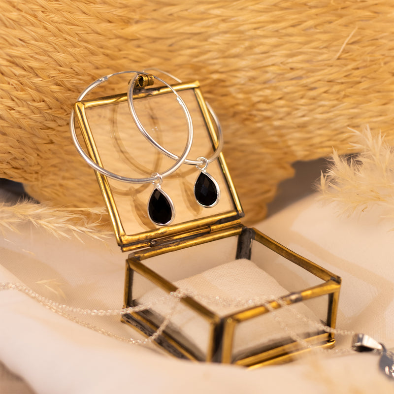 SOL Drops Onyx Big Hoops Silber
